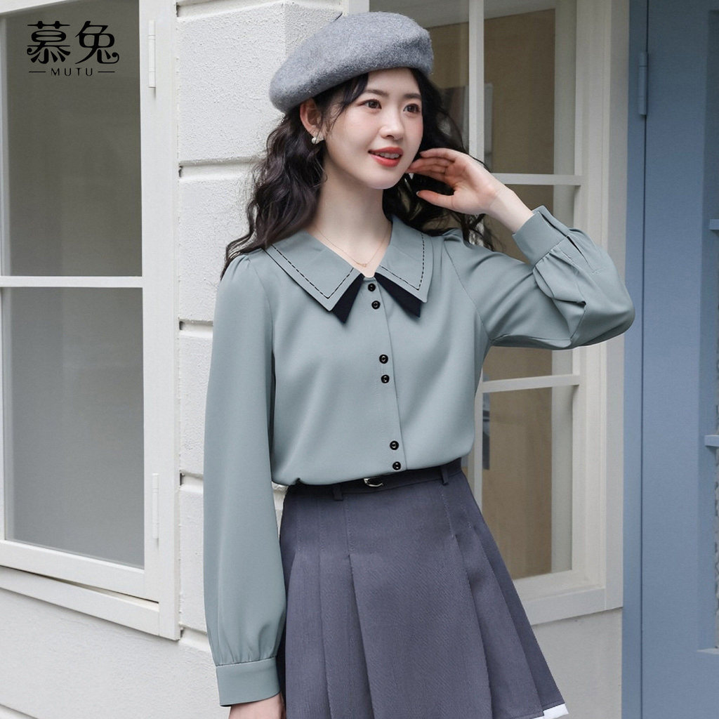 Mutu Áo Sơ Mi Nữ Tay Dài, Kiểu Dáng Phong Cách Pháp, Thiết Kế Mới Phù Hợp Mùa Xuân