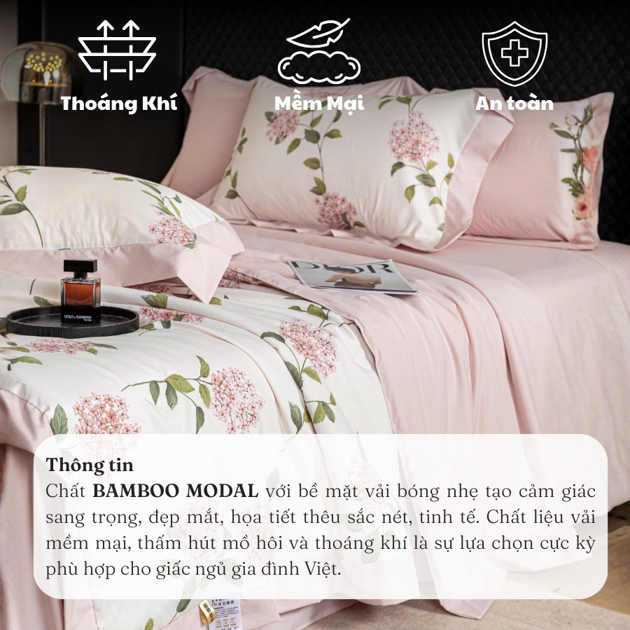 (ST887) Set chăn ga 4 món memmimbedding luxury chất liệu Bamboo Modal thế hệ mới thoáng mát thiết kế bắt mắt