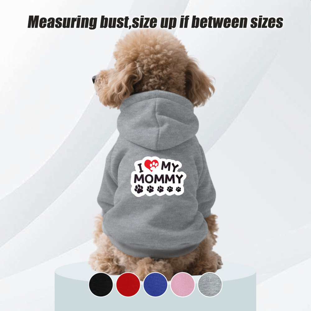 Size S-2XL: Áo nỉ có mũ trùm đầu cho thú cưng, tôi yêu giường và in phông chữ của mẹ, Có sẵn 5 màu. Mềm mại, thoải mái, ấm áp, có thể giặt được bằng máy và phù hợp cho tất cả các giống chó nhỏ.