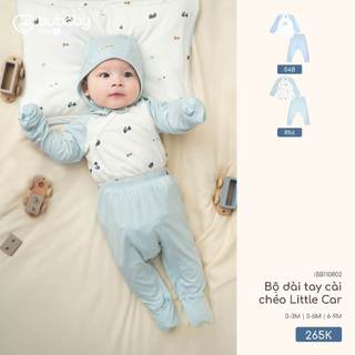 Bubaby IBB110802, SBB1108BG  Bộ dài tay cài chéo  Little Car 🔅 cho béT1.3