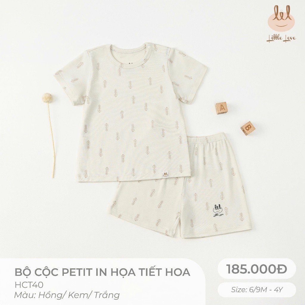 BỘ CỘC  TAY VẢI PETIT HỌA TIẾT [ SIÊU MỀM, MÁT, MỊN CO DÃN VÀ THẤM HÚT TỐT)  SZ 6M -4Y (HCT40)