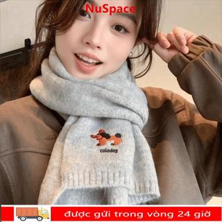 Khăn sọc dệt kim NUSPACE len thêu mềm mại, phù hợp làm khăn quàng cổ mùa đông cho học sinh