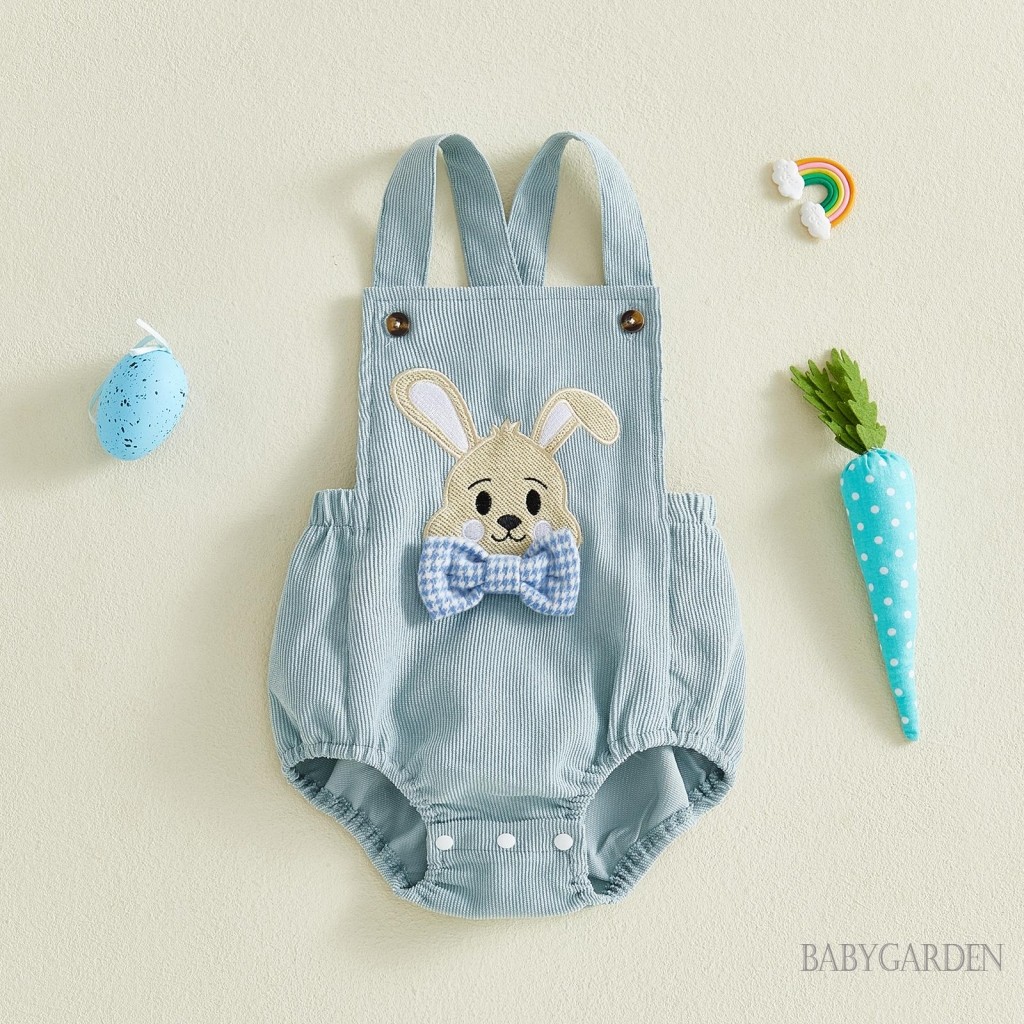 Bé Trai Phục Sinh Tổng Thể Áo Liền Quần Bowtie Thỏ Thêu Không Tay Jumpsuit Thường Ngày Mùa Hè Mùa Xuân Quần Áo