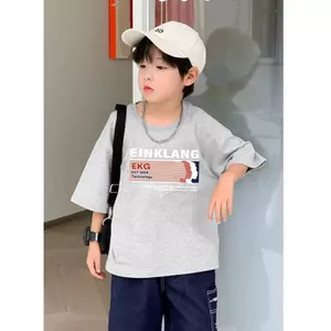 Áo Tròn Cổ Dành Trẻ Phong Cách In Hình Dáng Rộng 100% Cotton Mới 2024