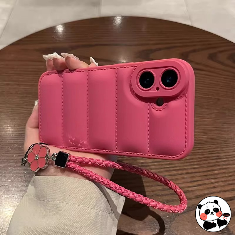 Vỏ áo khoác có dây buộc cỏ ba lá bốn lá cho iPhone 17 Pro Max Air 16E 16 15 Pro Max Plus 17ProMax 16ProMax 15ProMax Vỏ điện thoại mềm chống sốc màu kẹo dễ thương