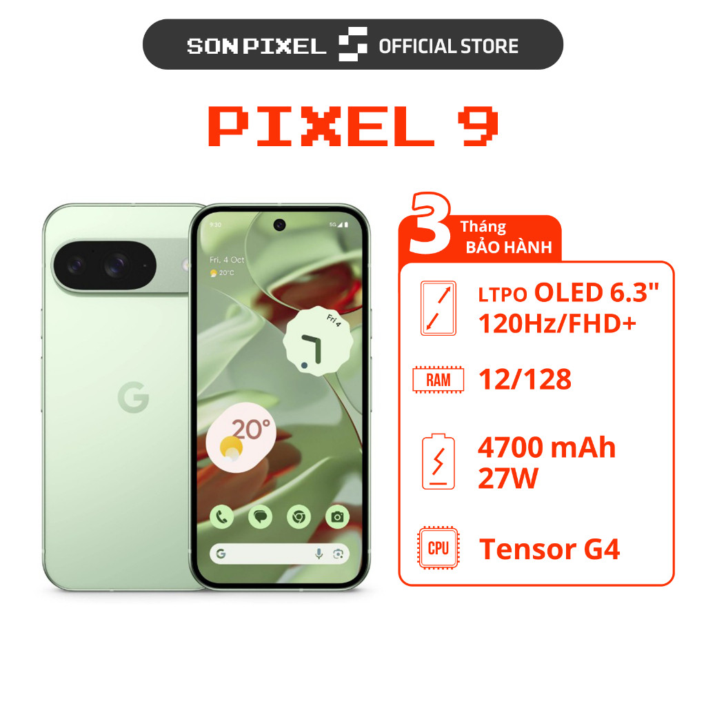 Điện thoại Google Pixel 9, Chip Google Tensor G4, RAM 12/128GB, Hỗ Trợ AI Đỉnh Cao. SonPixel | BigBuy360 - bigbuy360.vn