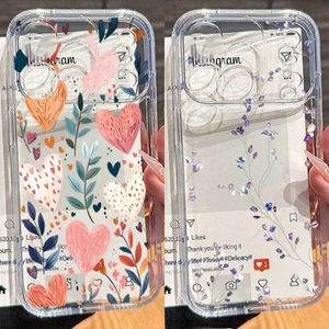 Trái Tim Tình Yêu Lá Hoa Mai Cây Dành Cho IPhone 17 Pro Max 16e 17 Air 11 15 12 14 13 16 Pro Max 15 Plus Ốp Điện Thoại TPU Trong Suốt Họa Tiết Mềm Dễ Thương