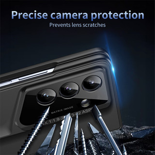 Dành Cho Samsung Galaxy Z Fold 7 Gấp 6 Gấp 5 4 Ốp Lưng Siêu Mỏng Thân Thiện Với Da Mờ Có Phim Cường Lực Tùy Chọn Khe Cắm Bút Cảm Ứng Gấp Bao Da