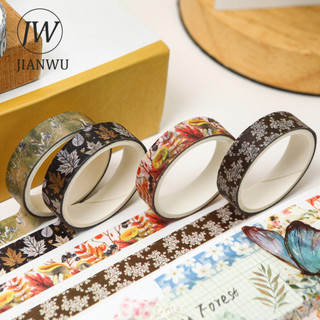 JIANWU 5 Cuộn / bộ Mùa Đông Núi Series Vintage Cây Lá Vật Liệu Phong Cảnh Cắt Băng Washi Sáng Tạo Tạp Chí Văn Phòng Phẩm