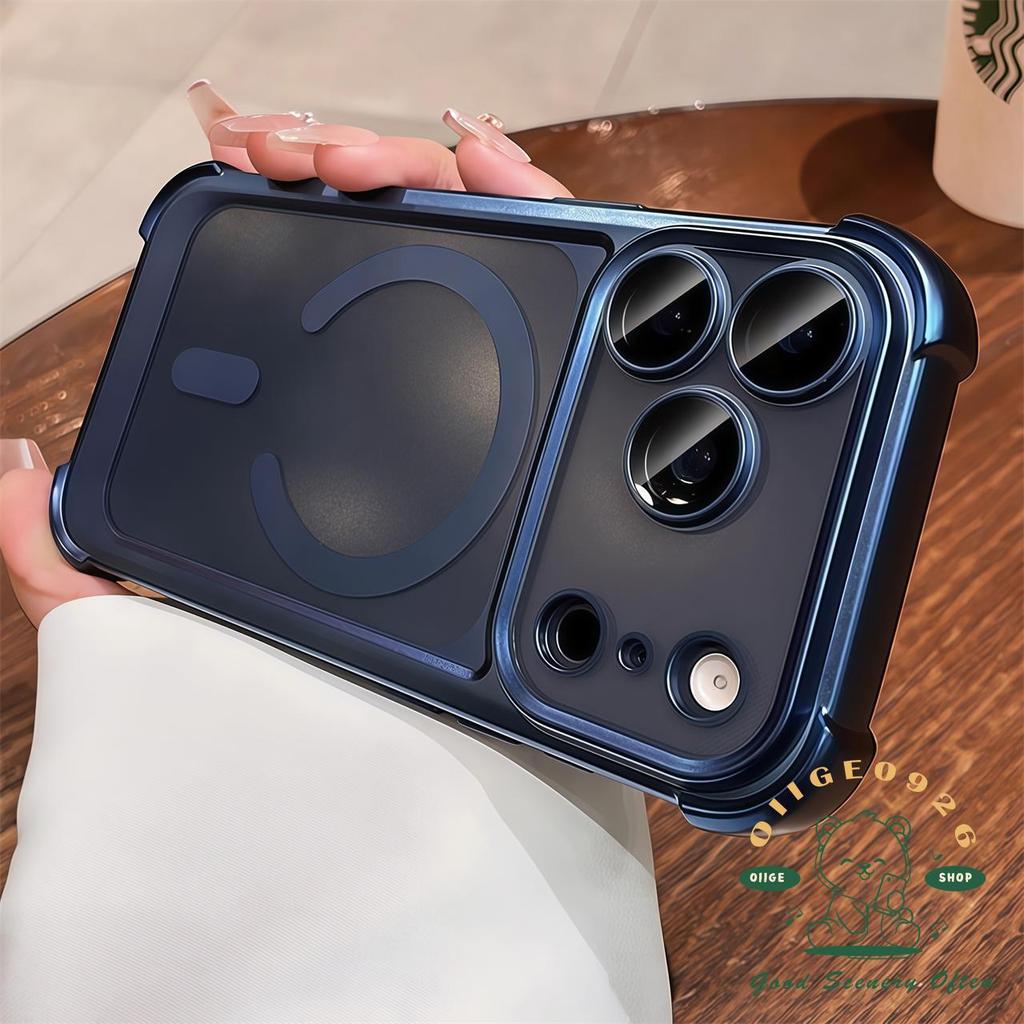 【 Ốp lưng iPhone17 】 Vỏ điện thoại từ tính túi khí bốn góc mờ iphone17 Pro Max 16 15 14 13 cho vỏ iPhone Vỏ mềm silicon TPU chống sốc