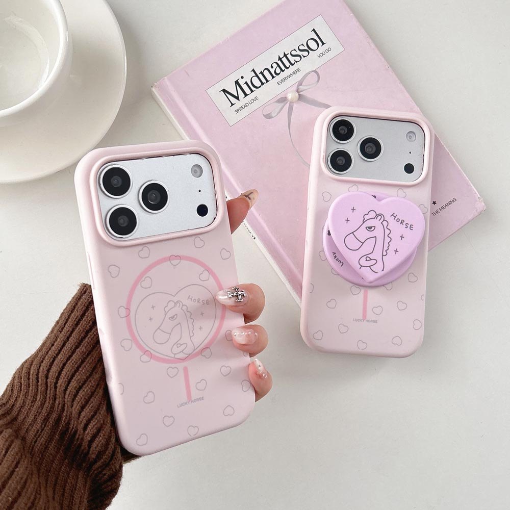 Ốp lưng TPU Tương thích với iPhone 13 14 14Pro 14ProMax 15 15Pro 15ProMax 16 16Pro 16ProMax 17 17Pro 17ProMax Vỏ nam châm họa tiết ngựa tình yêu