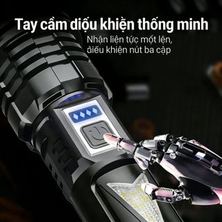 Đèn Pin LED Siêu Sáng với Zoom và Sáng Cạnh, Nhiều Chế Độ Chiếu Sáng Linh Hoạt, Tiện Dụng Cho Mọi Hoạt Động