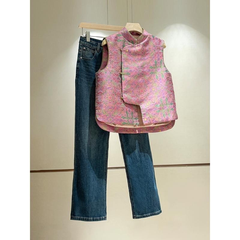 Cao Cấp Retro Áo Vest Nữ Phong Cách Trung Quốc, Thích Hợp Thu Đông, Sang Trọng