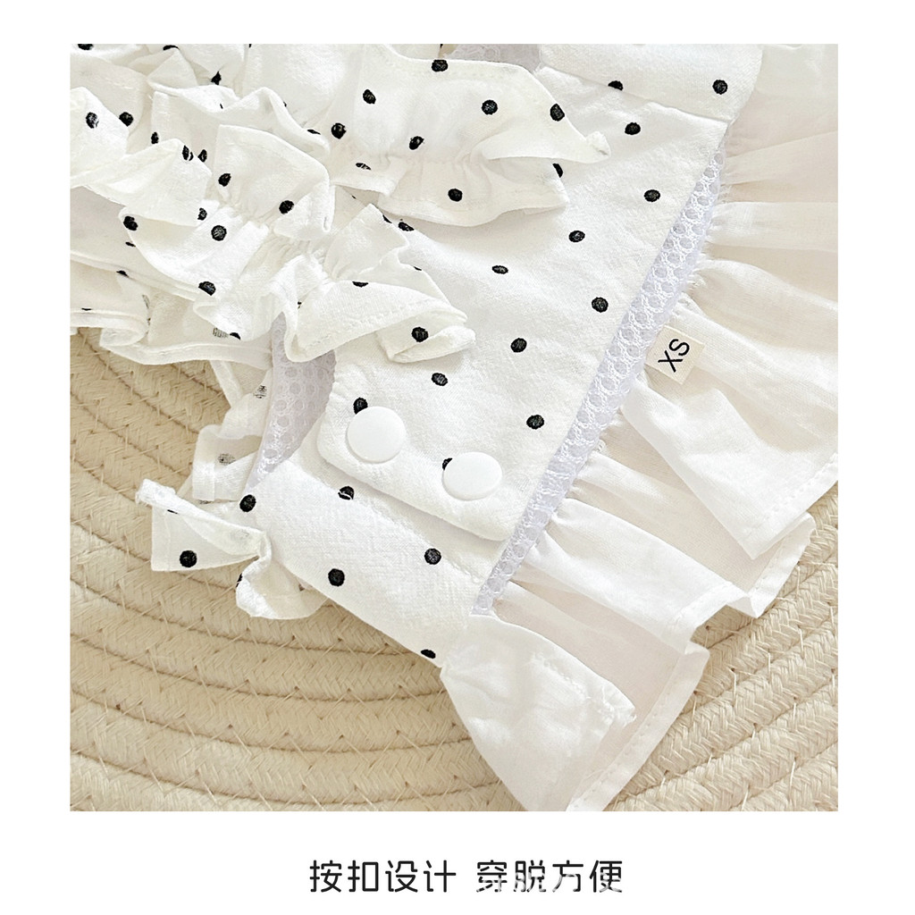 [Pet-Eleven] Đầm chấm bi cho thú cưng Quần áo cho chó mèo Dây xích mèo Đi bộ chống vỡ Dây Vest cho chó cưng Maltese Yorkshire Dây đeo ngực