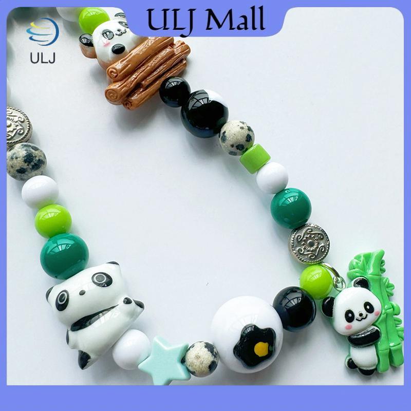ULJ Gấu Trúc Đính Hạt Chống Mất, Dây Đeo Điện Thoại Quyến Rũ, Mặt Dây Chuyền Dễ Thương, Dây Buộc Cổ Tay Cho Bé Gái