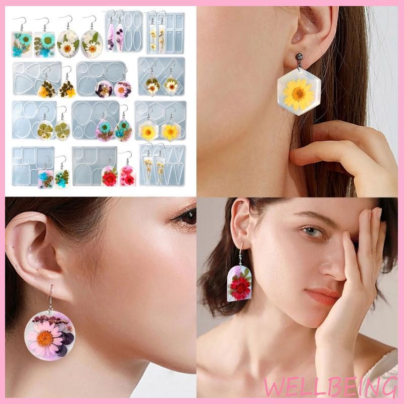 Wellb Trang Sức Nhựa Đúc Khuôn Mẫu Thời Trang Vòng Cổ Mặt Dây Chuyền Bông Tai Pha Lê Epoxy Khuôn Bộ Handmade Thủ Công Silicon