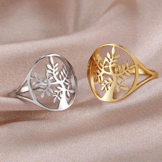 Nhẫn thép không gỉ thiết kế cây sự sống Celtic cho nữ, phù hợp lễ cưới và ban nhạc Wiccan