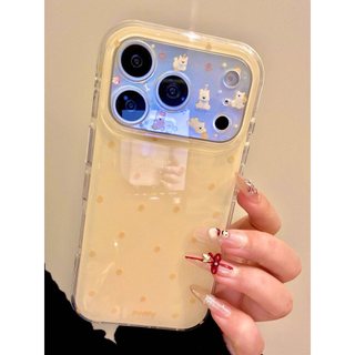 Hàn Quốc Ins Vàng Wave Point Chó Con Dễ Thương Bảo Vệ Toàn Ống Kính Ốp Điện Thoại Cho iPhone 17Promax 17Pro 15 16 Promax Chống Sốc Hai Lớp imd Sweet Girly Vỏ