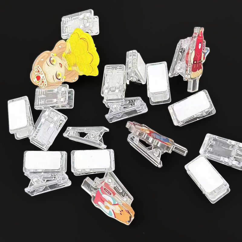 10 Chiếc Mini Trong Suốt Acrylic Kẹp Tự Dính Kẹp Nhựa Tài Liệu Kẹp Giấy Văn Phòng Trường Học Phụ Kiện