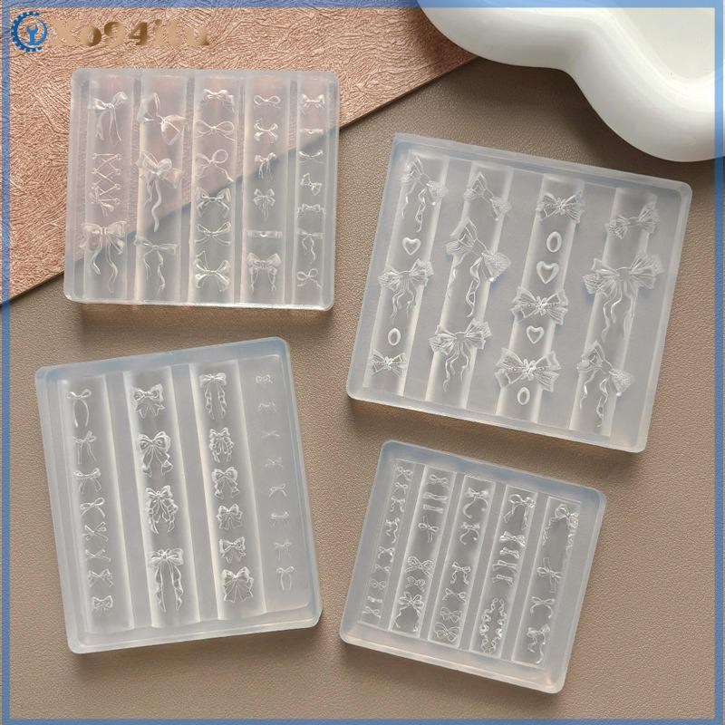 XOITU 3D Ruy Băng Nơ Hình Khuôn Dập Stencils UV Gel Ba Lan Khuôn Nghệ Thuật Silicon Khắc Khuôn DIY Thiết Kế Móng Tay Charm Trang Trí VN