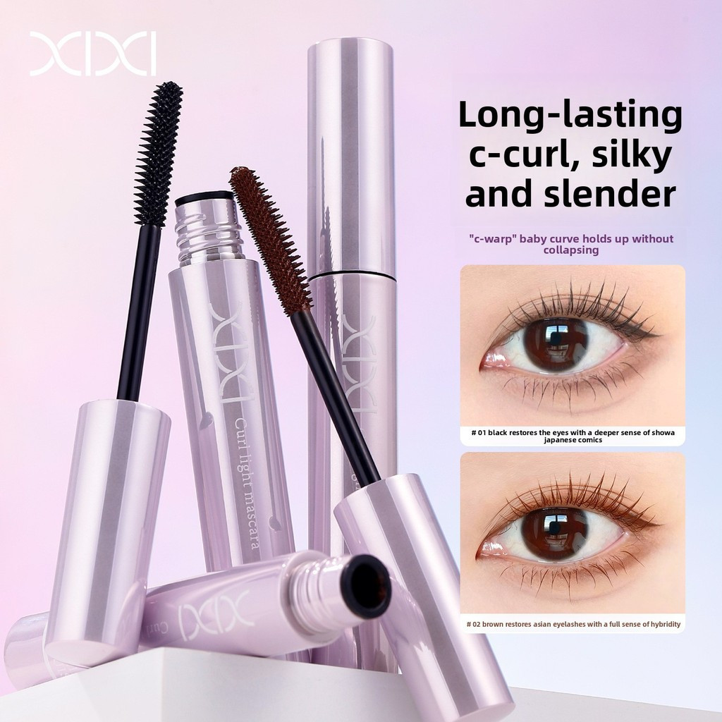 Xixi Chuốt Mi Đầu Cọ Cong Làm Dày Dài Mi Tách Sợi Không Bết Giữ Cong Chống Lem Chống Nước Đậm D809