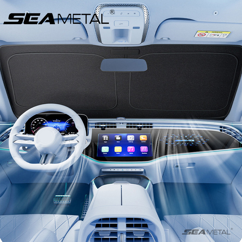 SEAMETAL Xe Kính Chắn Gió Bảo Vệ Che Nắng Có Thể Gập Lại Cửa Sổ Phía Trước Tự Động Chống Nắng Chống Tia UV Cách Nhiệt Kính Chắn Gió Có