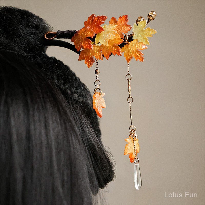 Mới! Style Trung Hoa lá phong claw clip retro premium, phù hợp với phụ kiện đầuwear cho hanfu và sườn xám