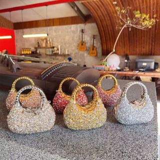 Túi đá mini FURNIGO, acrylic trang trí kim cương giả, thiết kế lấp lánh, xách tay cỡ nhỏ