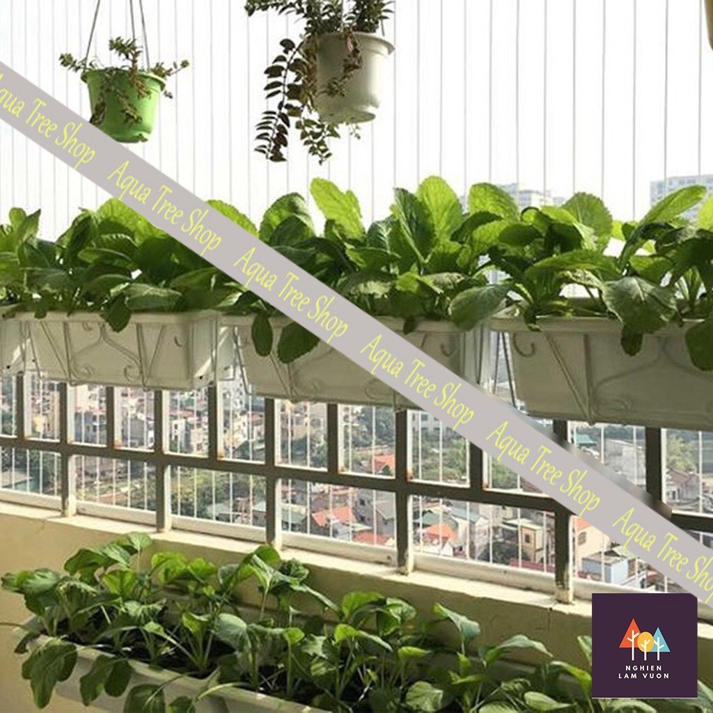 Giỏ sắt treo chậu trồng cây ban công hình chữ nhật, giá treo trồng hoa ban công kích thước 48x21x16cm