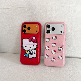 Áo khoác da xuống KT Cat iPhone14 / 13 Thích hợp cho vỏ điện thoại 17 / 16 / 15PROMAX Vỏ chống sốc Hàng hóa tại chỗ