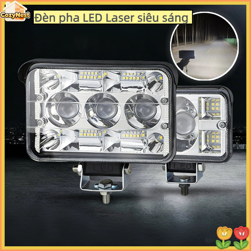 Đèn pha LED Laser siêu sáng 12V-80V, vỏ nhôm chống nước, tuổi thọ 50000h cho xe tải, SUV địa hình
