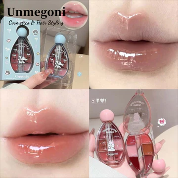 UNMEGONI Lip Tint, Bảng Trang Điểm 6 Màu Son Bóng, Làm Đẹp Silicone Lip Brush Gương Pha Lê Thạch Dưỡng Ẩm Môi Trang Điểm Nữ
