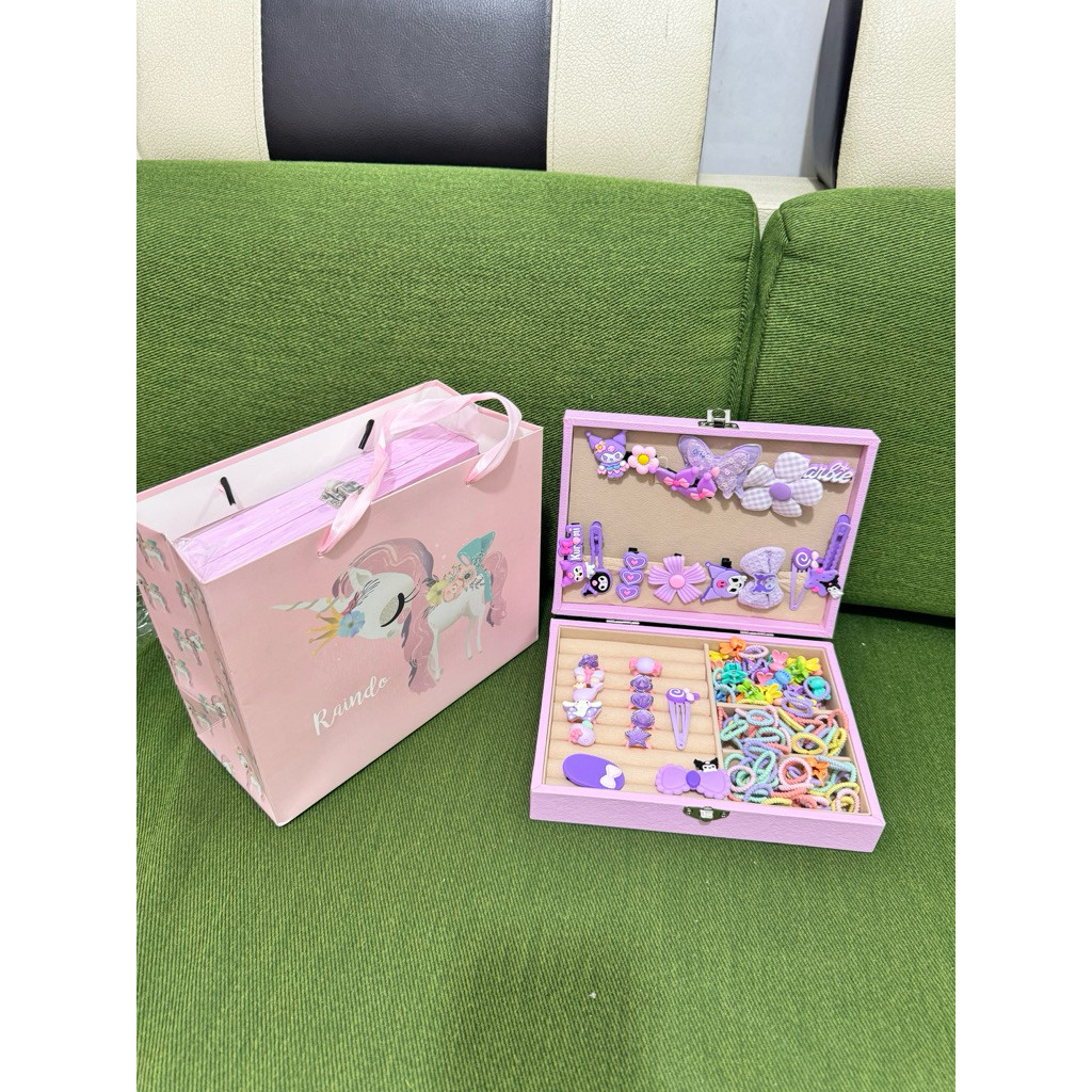 Kẹp Tóc, Hộp phụ kiện kẹp tóc PinkiBox cực dễ thương xinh xắn làm quà tặng sinh nhật cho bé gái mẫu mới