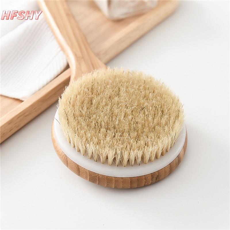 HFSHY Bamboo Ba Scrubber Tay cầm dài Máy chà sàn cơ thể Ánh sáng Bàn chải tắm dễ cầm để làm sạch da Tẩy tế bào chết VN