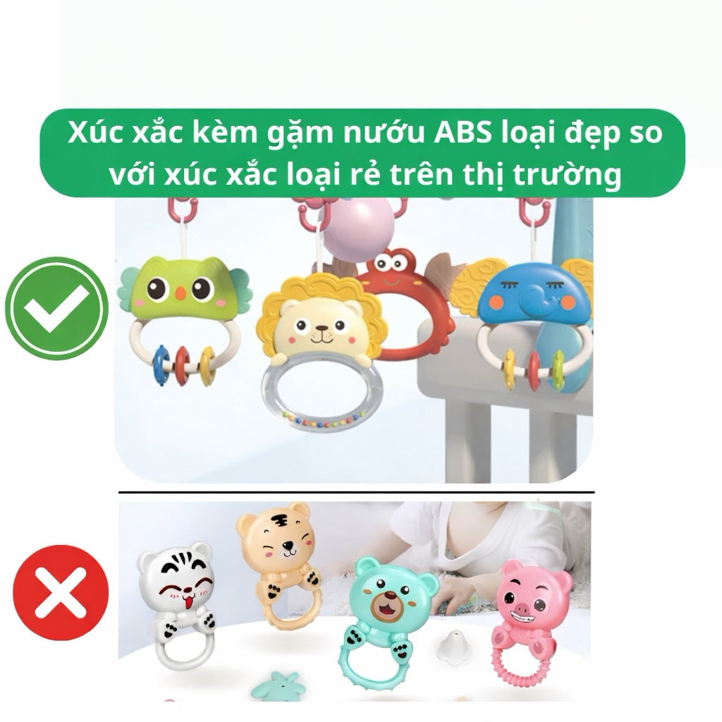 Đồ chơi treo nôi cũi kèm gặm nướu cho bé sơ sinh xoay 360 kích thích thị giác có hộp nhạc chế độ tự tắt ANBEBE