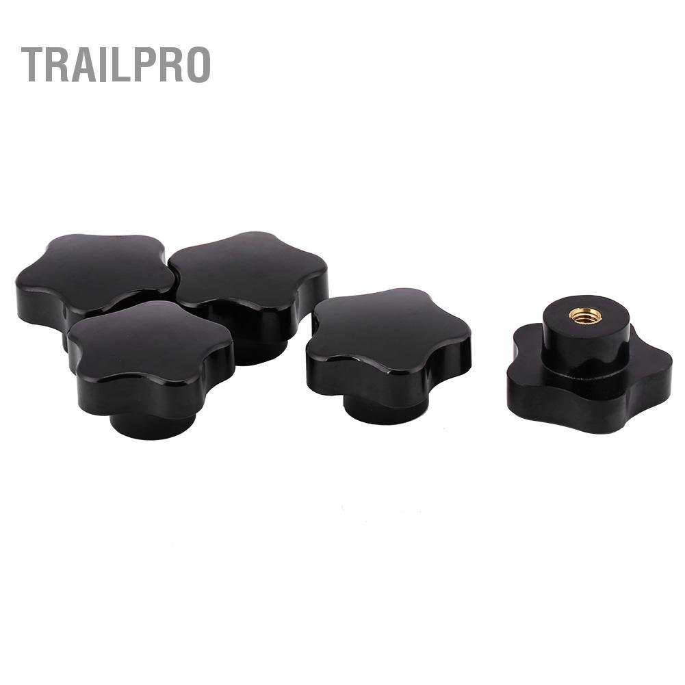 TrailPro Knurled Ren Kẹp Núm 5 Chiếc Hình Ngôi Sao M8 Đa Năng Màu Đen Nhựa Bền Đẹp Tay Cầm Bắt Vít Cho Máy Quá