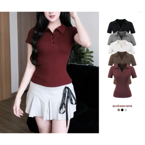 Áo Thun Nữ Cộc Tay Cổ Đức Khuy Cúc Ôm Body , Polo Cộc tay Cotton Mịn Thoáng Mát A2149