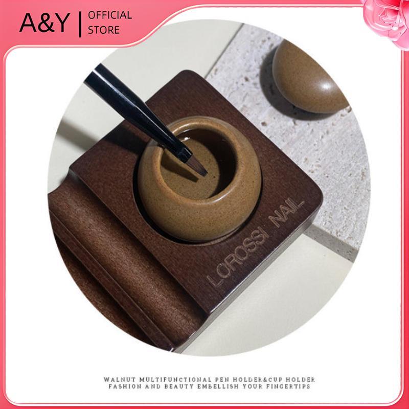 A & Y Nail Art Pen Ra Set Khay trộn màu đa chức năng bằng gỗ có bút Kệ đựng bút Dụng cụ sắp xếp và trưng bày bút.