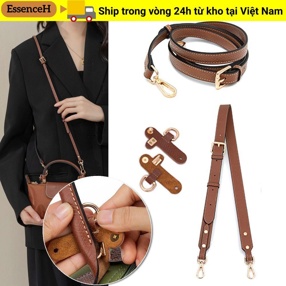 ESSENCEH Dây da thật, Khóa chuyển đổi dây đeo vai không đục lỗ, Túi xách thay thế Thắt lưng đeo chéo cho Longchamp
