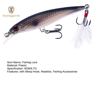 Mồi câu cá minnow 9cm / 6.7g - Bơi nhân tạo cứng, có móc lưỡi, hoàn hảo cho cá hồi và cá trò chơi