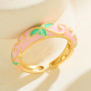 Nhẫn tráng men thả dầu đô thị, Nhẫn mở hoa phong cách cổ điển đầy màu sắc, Nhẫn tráng men nhỏ giọt phong cách đa năng cổ điển