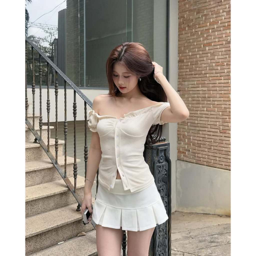 Áo Trễ Vai Kiểu Nữ Tay Bồng Có Dây Thắt Eo Mùa Hè sam SAIGON