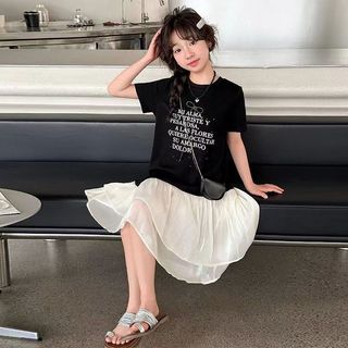 Váy bé gái phối áo thun - Đầm xòe voan phong cách Hàn Quốc dễ thương mùa hè