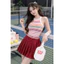 Bộ thể thao nữ, Sét áo yếm mix váy xếp ly hai lớp tập Pickleball Golf Tennis ...