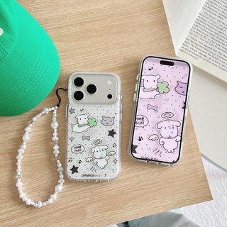 Ốp lưng cứng Tương thích với iPhone 13 14 14Pro 14ProMax 15 15Pro 15ProMax 16 16Pro 16ProMax 17 17Pro 17ProMax Ốp họa tiết cỏ ba lá Wave Point