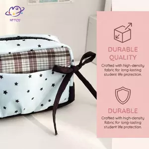 HFTOY Vải Mềm Nơ Túi Đựng Bút Trường Bút Chì Hộp Đựng Đồ Trang Điểm Dung Tích Lớn Túi Bảo Quản Cho Bé Gái Văn Phòng ~