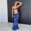 Crop Top và Váy Bộ Phong Cách Kỳ Nghỉ, Có Dây Buộc In Hình