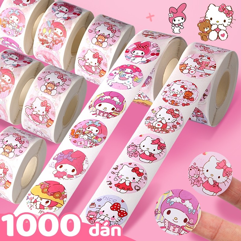 Cuộn 500 Sticker Để Khen Thưởng, Bộ Tem Dán Hoạt Hình Cute Với Thiết Kế Đơn Giản Và Ngộ Nghĩnh