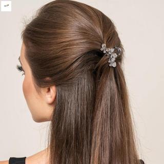 Kẹp tóc hình bướm pha lê nhỏ màu đen cho kẹp tóc hợp kim Half Updos & Bangs có răng chống trượt