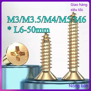 H68 Đồng Thau Cross Countersunk Head Vít Tự Bắt Vít Gỗ Đồng Nguyên Chất Tất Cả Đầu Phẳng Đồng Vít Tự Bắt  M3 / M3.5 / M4 / M5 / M6 * L6-50mm [JYD-ZZ-Z]